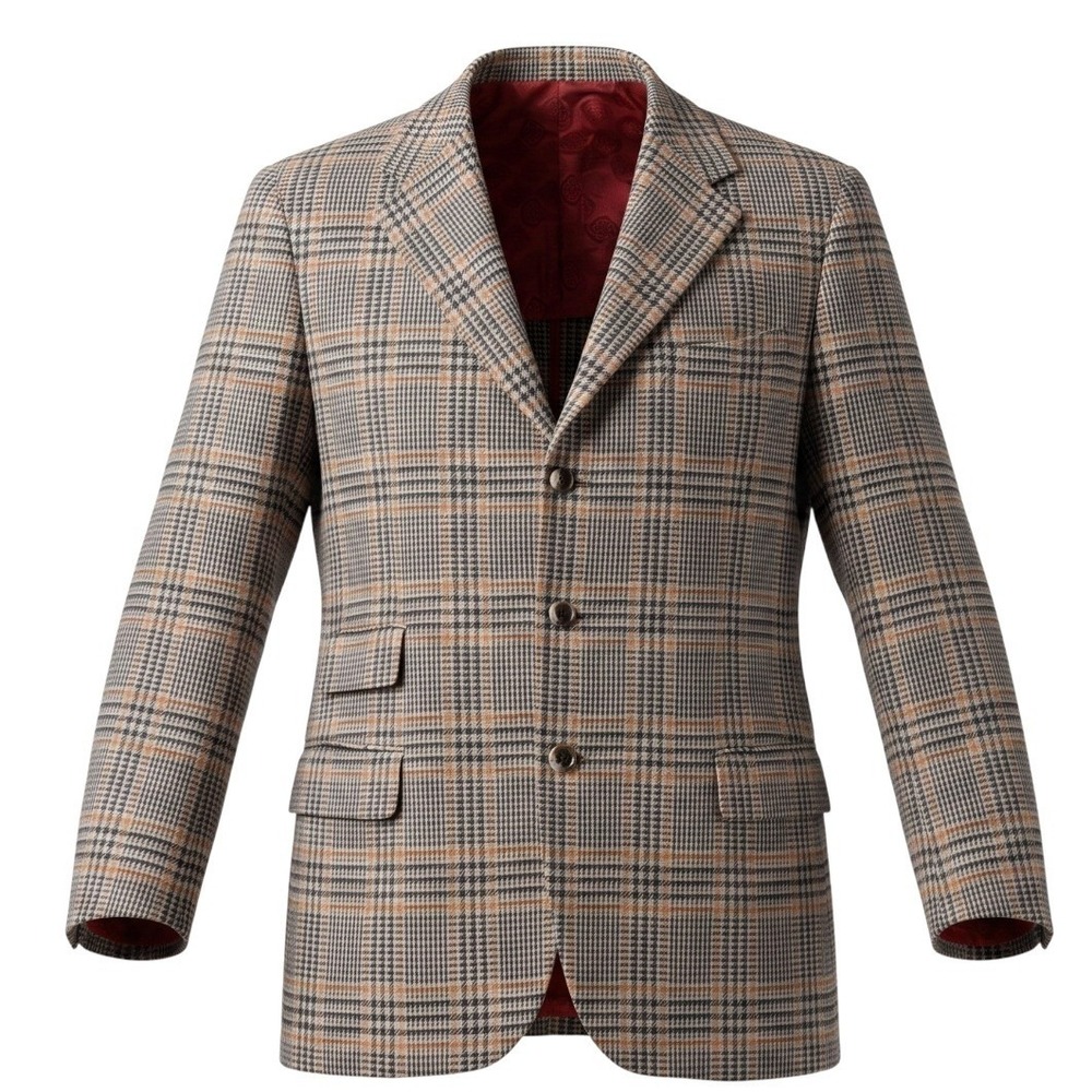 Vintage William Yu Bespoke Plaid Blazer Custom Handmade Hong Kong (Fits ~42R/44R